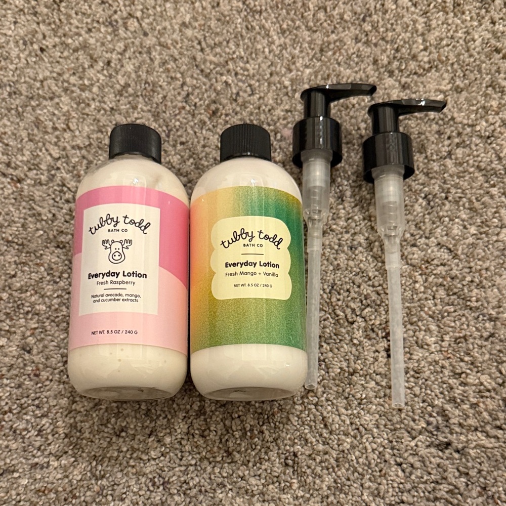Tubby Todd Everyday Lotion Fresh Raspberry and Fresh Mango + Vanilla bundle NEW